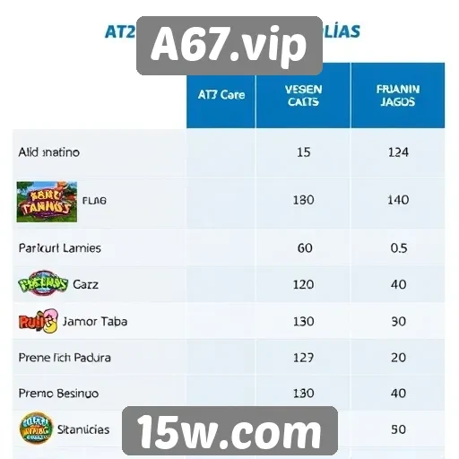 Comparação de jogos disponíveis no A67.vip e concorrentes